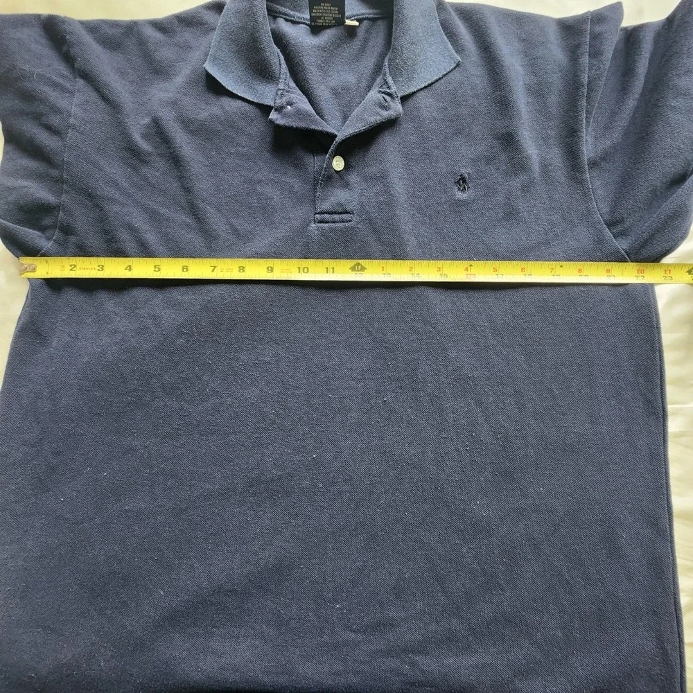 Polo Ralph Lauren Mens XXL Navy Blue Short Sleeve Pique Cotton Polo Shirt Office